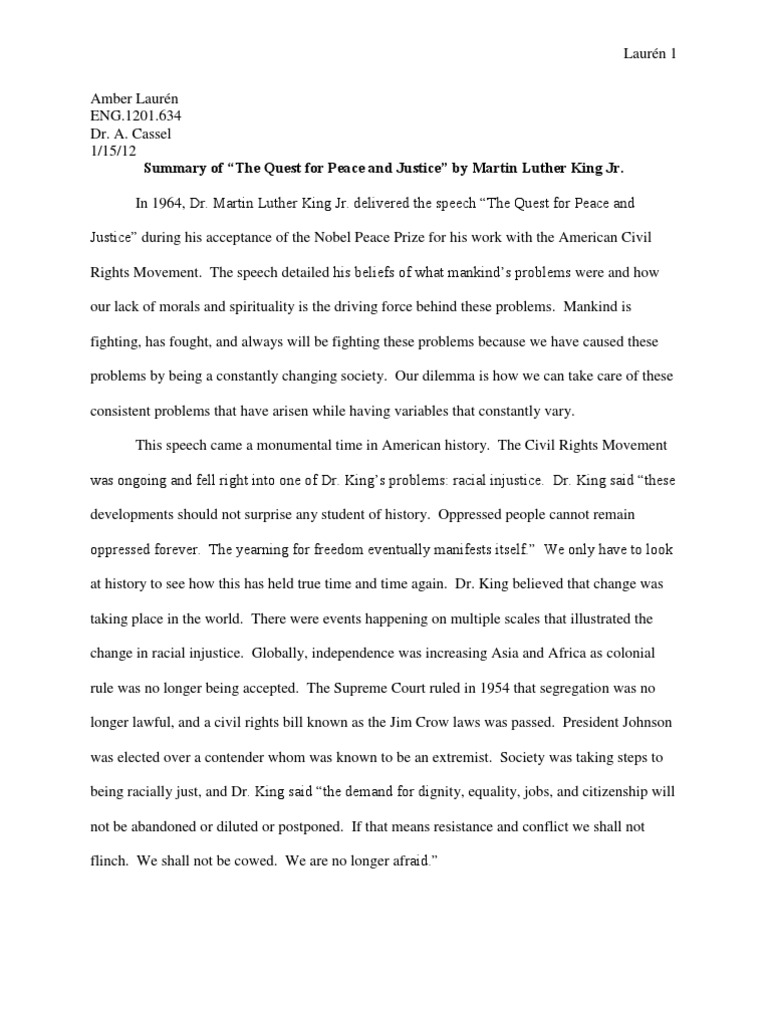 martin luther king jr cause and effect essay