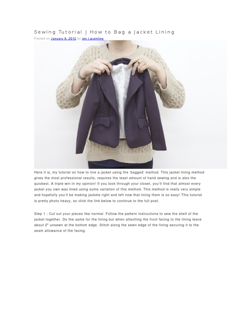 How to Bag a Jacket Lining A StepbyStep Tutorial for the Easiest