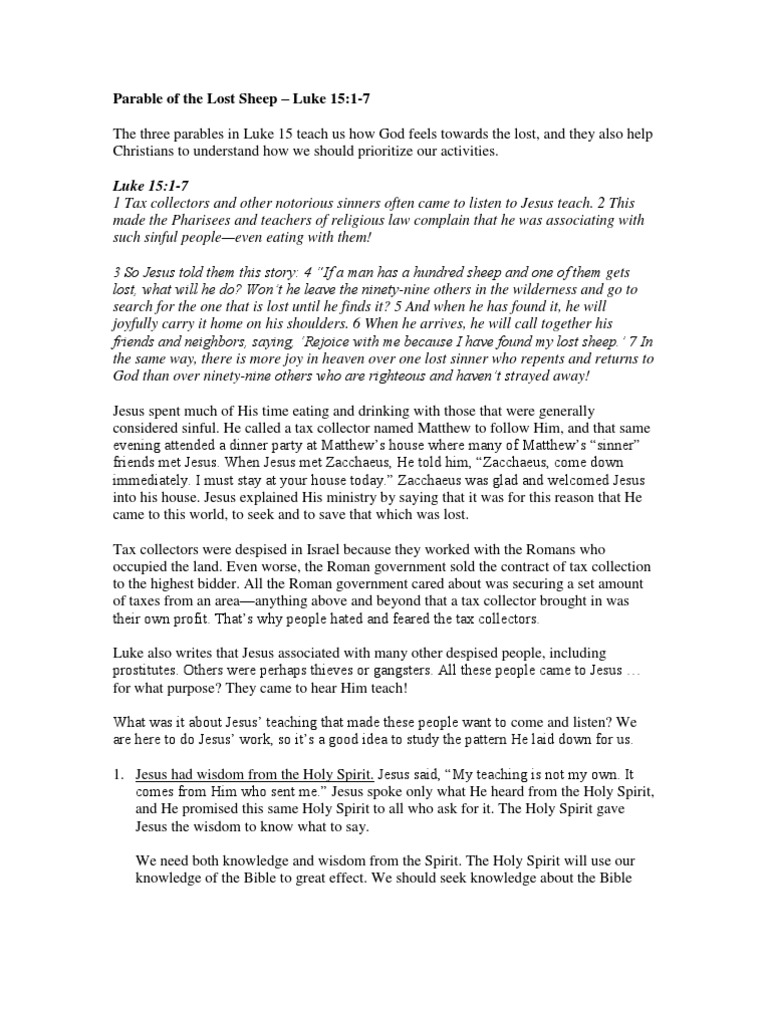 Insights on the Lost Sheep Parable | PDF | Gospel Of Matthew | Sin