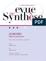 Revue de Synthèse: Les Machines, Objets de Connaissance