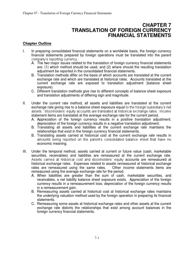 Translation of Foreign Financial Statements PDF Retained Earnings