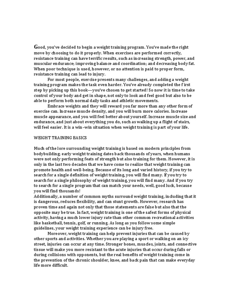 Fundamentals of Weight Training PDF Weight Training Physical Exercise