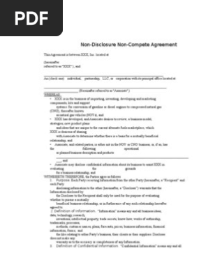 Non Disclosure Non Compete Agreement