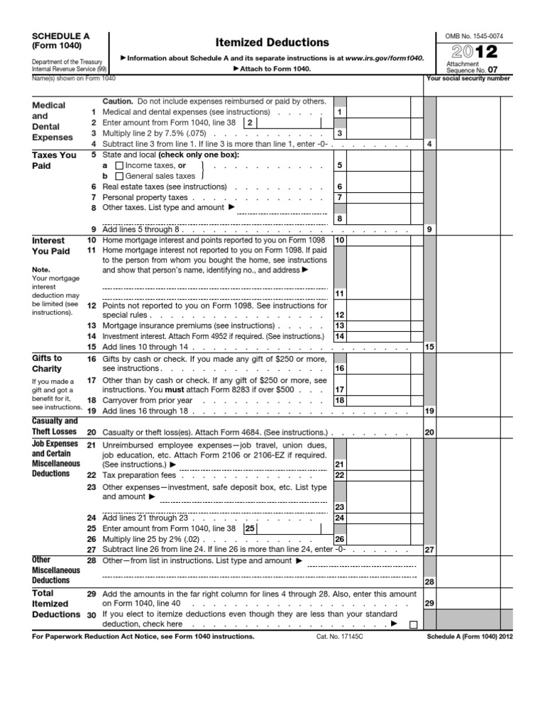 Itemized Deductions Medical and Dental Expenses PDF Government Of