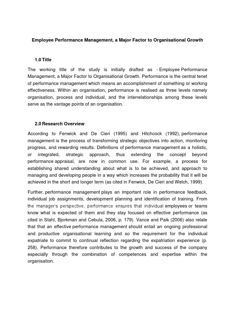 Dissertation proposals on performance management