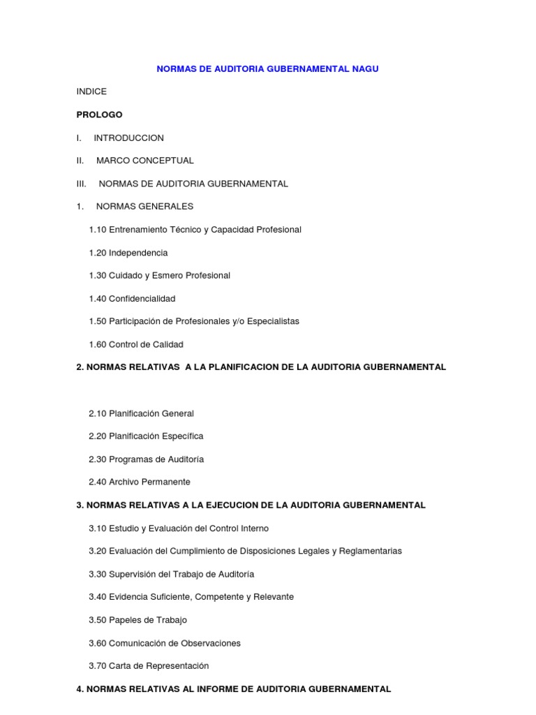 Normas de Auditoria Gubernamental Nagu | PDF | Contralor | Auditoría ...