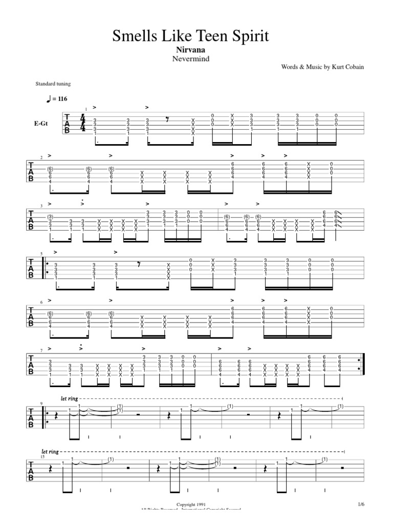 Tab譜 コード Smells Like Teen Spirit ニルヴァーナ ギター練習曲 楽器買取 ギター買取おすすめ店を徹底比較
