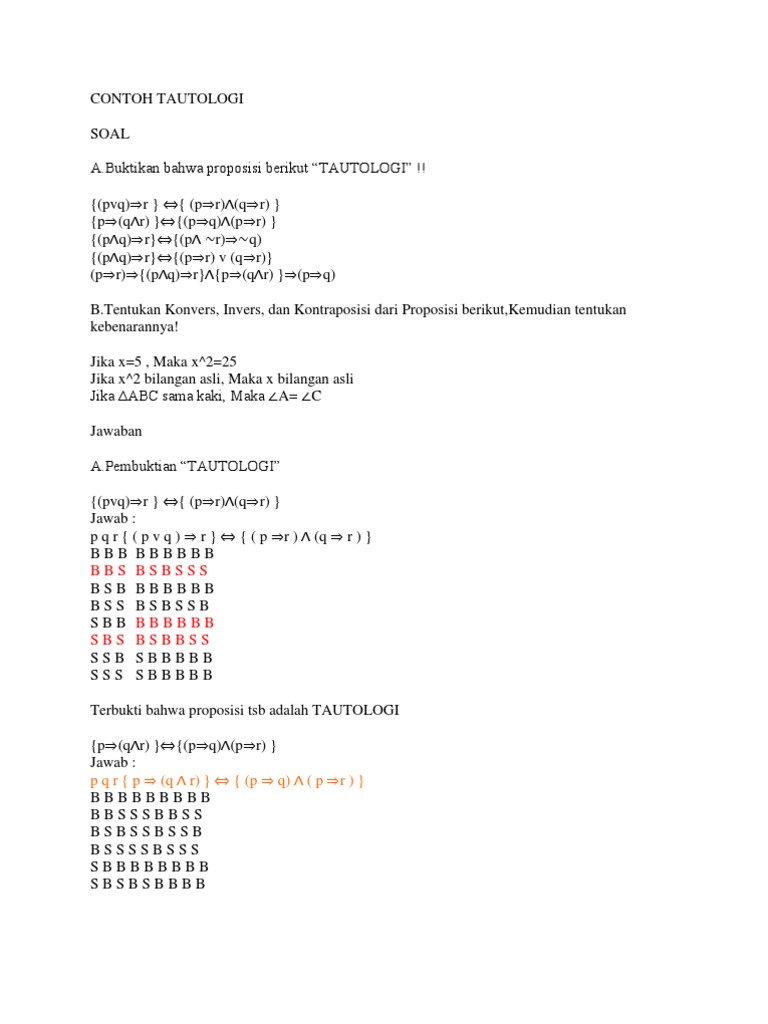 Contoh Soal Kontradiksi