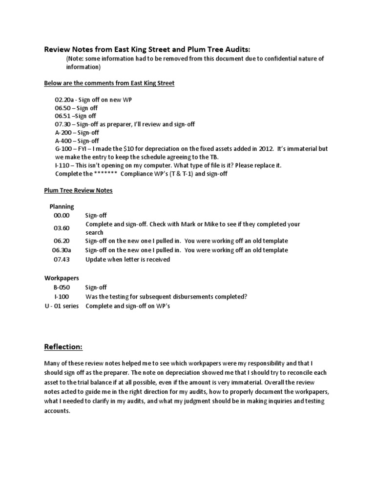 East King & Plum Tree Audit Review Notes | PDF | Business | Finance ...