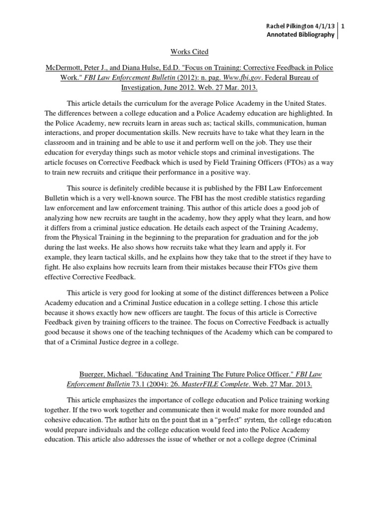 Annotated Bibliography | PDF | Police | Criminal Justice