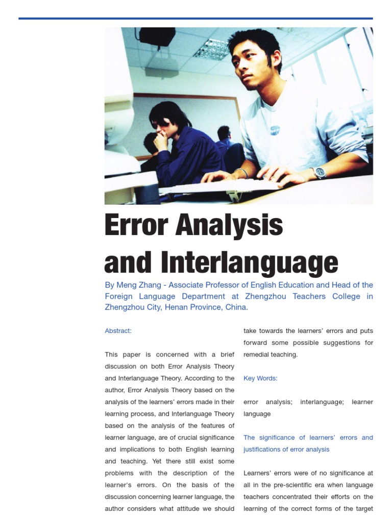 Error Analysis and Interlanguage PDF | PDF | Career & Growth | Foreign ...