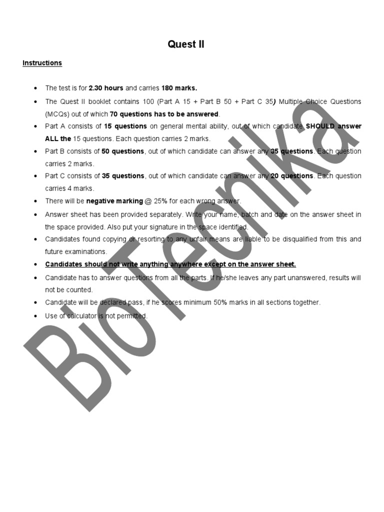Quest II Answer Keys With Explaination | PDF | Adenosine Triphosphate ...
