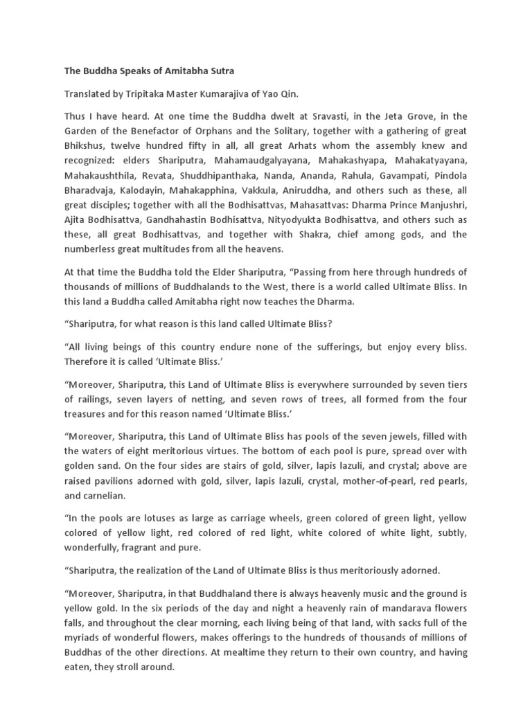 The Buddha Speaks Of Amitabha Sutra Pdf Gautama Buddha Religious