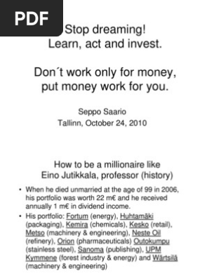 Seppo Saario Presentation Slides Stocks Price Earnings Ratio