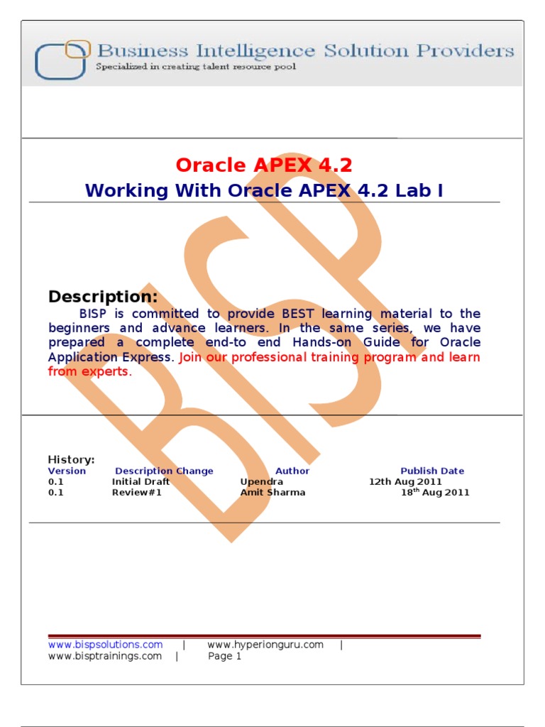 Oracle APEX Lab Guide I | PDF | Oracle Database | Web Application