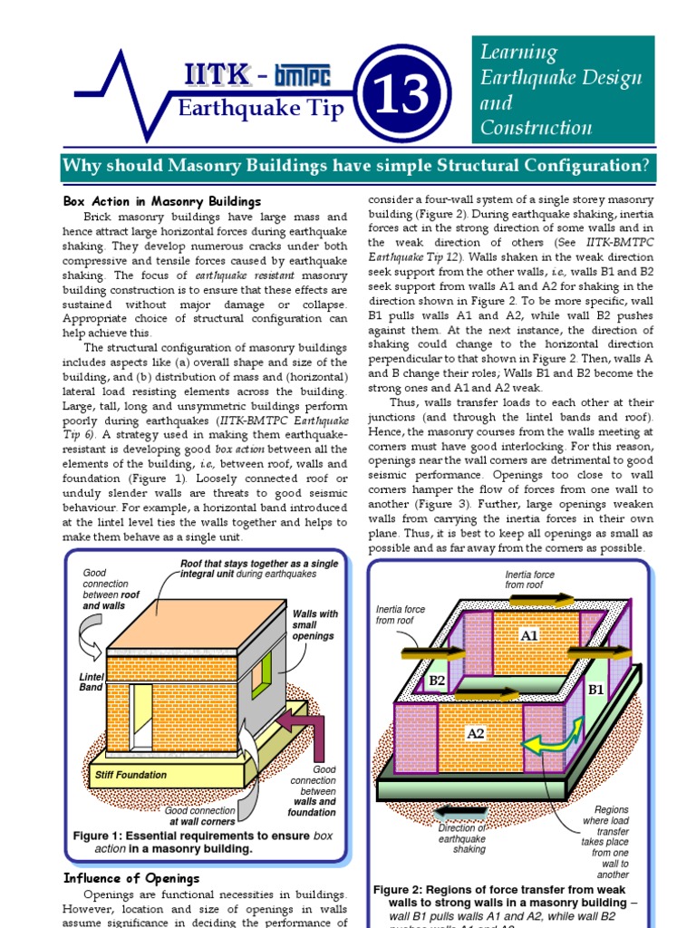 Earthquake Tips for Masonry Buildings | PDF | Technology & Engineering