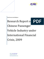 Research Report on Chinese Passenger Vehicle Industry under International Financial Crisis, 2009