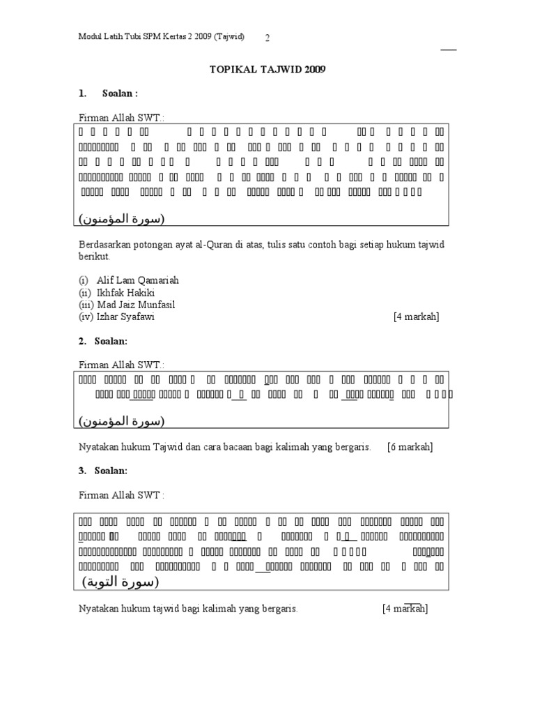 Soalan Tajwid Pdf