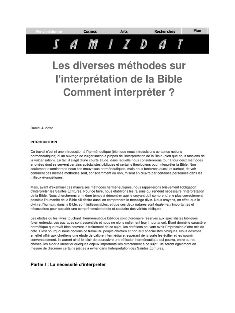 Méthodes d'interprétation biblique | PDF
