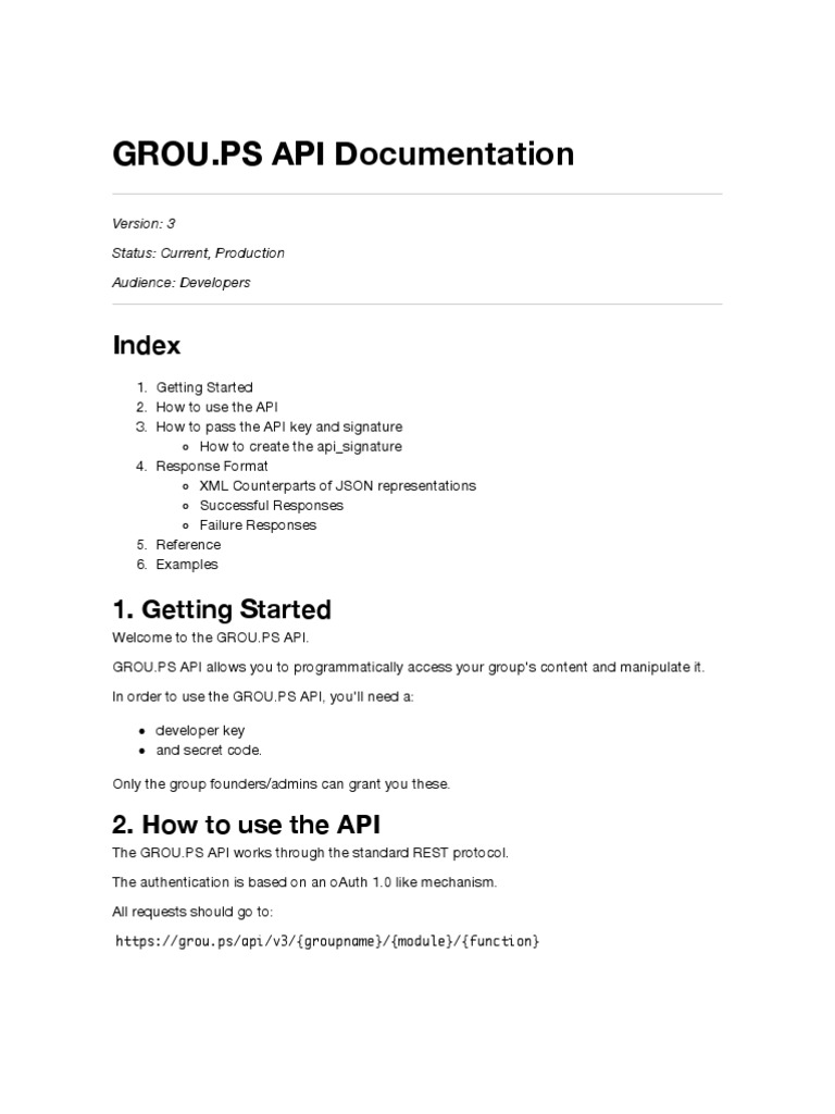 GROU.PS API v3 Developer Guide | PDF | Json | Application Programming ...
