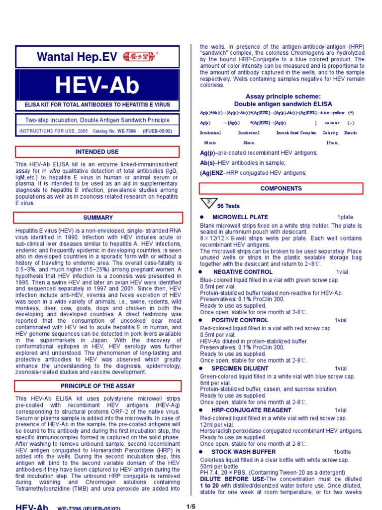HEV-Ab IFU | PDF | Elisa | Assay