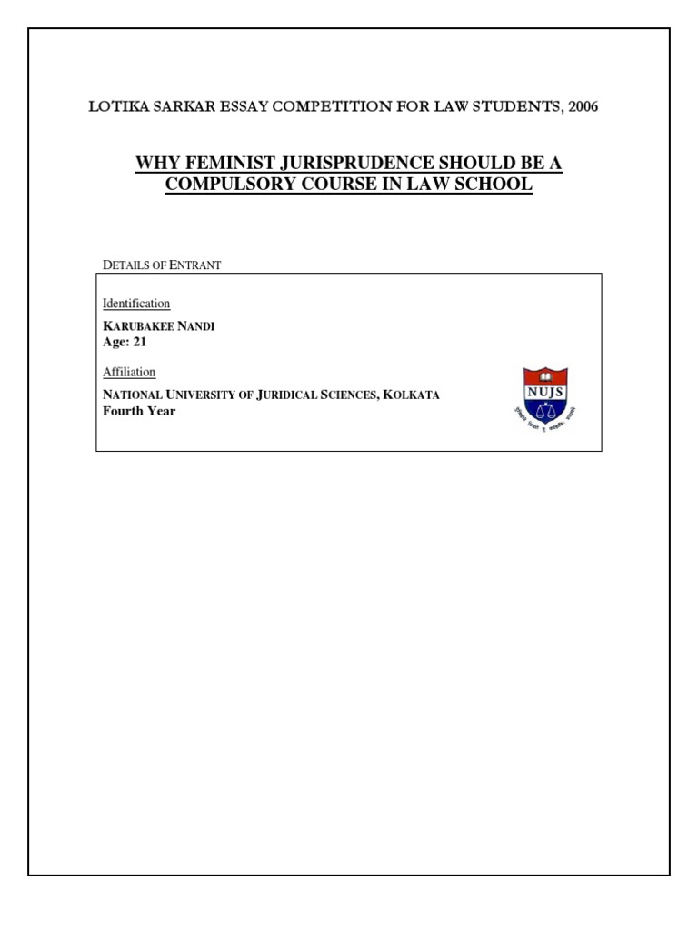 Compulsory Feminist Jurisprudence in Law | PDF | Feminism | Gender Studies