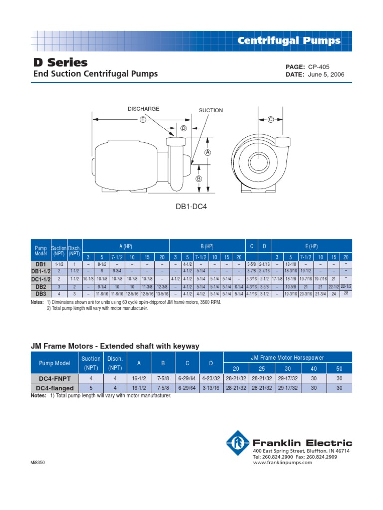 D Series Centrifugal Pump Performance | PDF | Horsepower | Pump