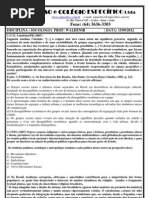 Lista de Exercicios Sociologia_semi Mat 2 e 3 Ano - Cultura e Sociologia No Brasil