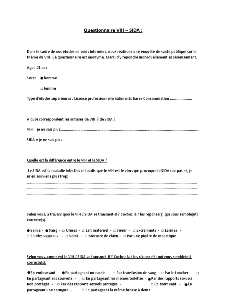 Les Oubliés De Vulcain Questionnaire Réponse Reponse Questionnaire | SIDA | Sciences de la santé