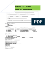 Premier All-Stars: Participates Data Information Form