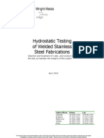Hydrostatic Testing of Welded Stainless Steel Fabrications