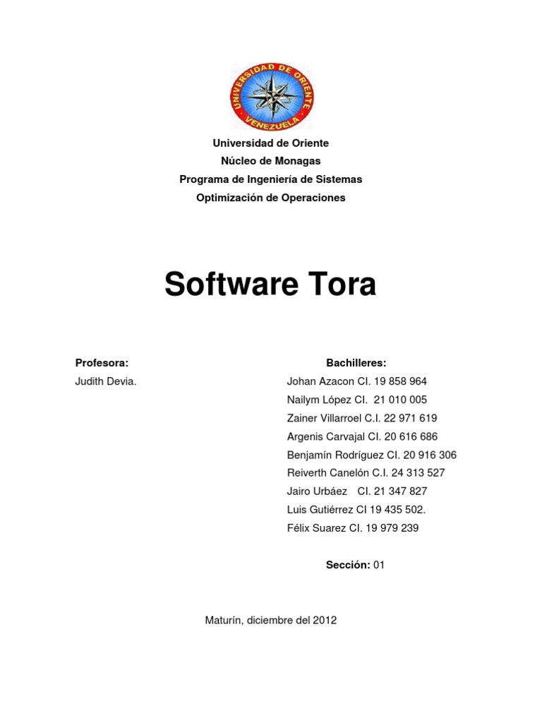 Software TORA (Optimizacion de Operaciones) | PDF | Programación lineal ...