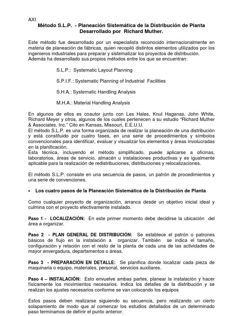 Método S.L.P. de Richard Muther | PDF | Planificación | Evaluación