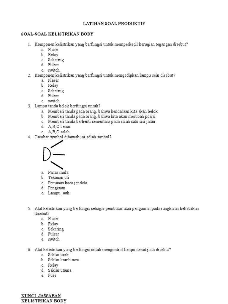 Contoh Soal Kelistrikan Pilihan Ganda Beserta Jawabannya