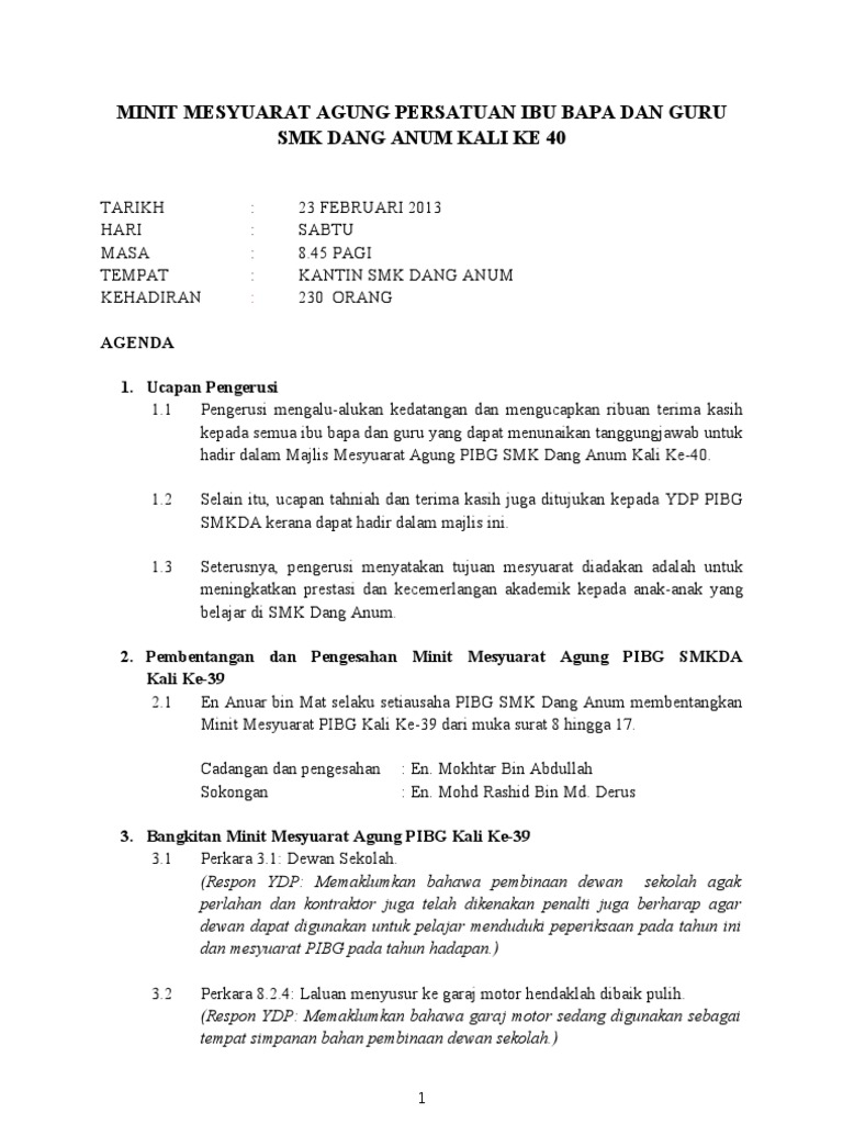 Surat Mesyuarat Agung Kali Pertama