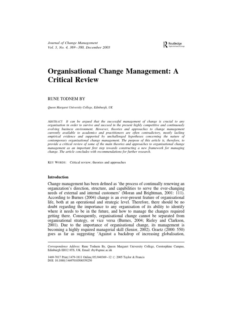 Critical Review of Change Management | PDF | Change Management ...