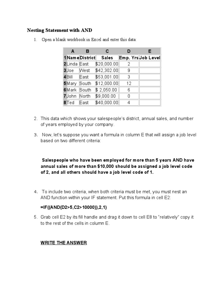 Nesting Statement with AND Logic Computer Programming