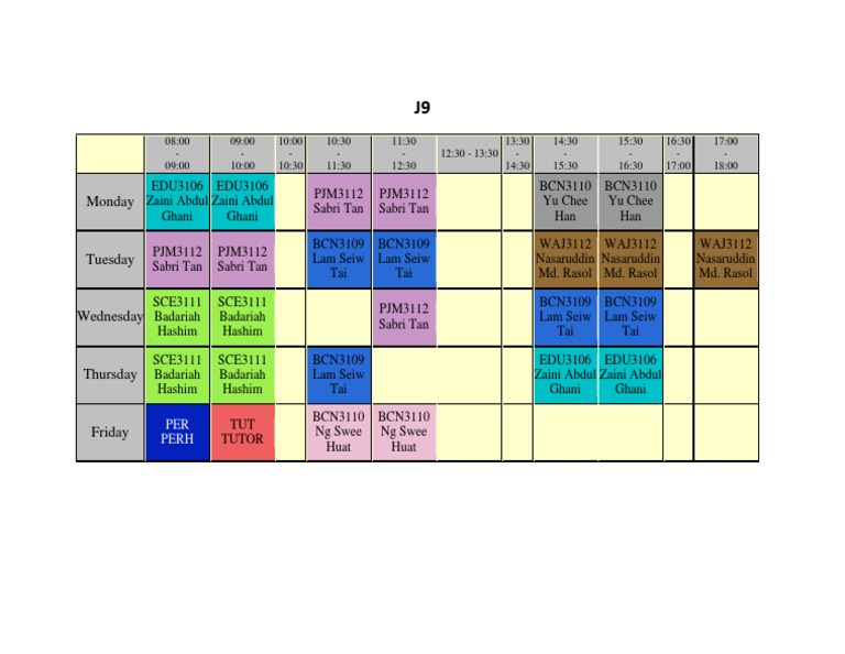 J9 Timetable | PDF