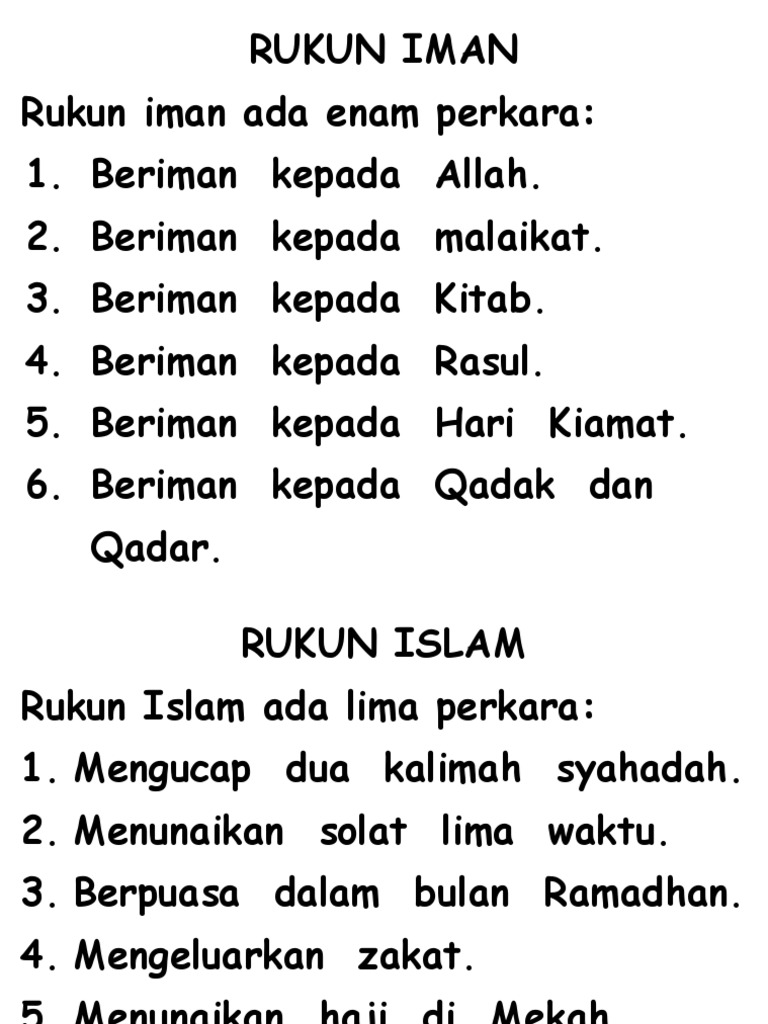 Rukun Iman 6 Perkara