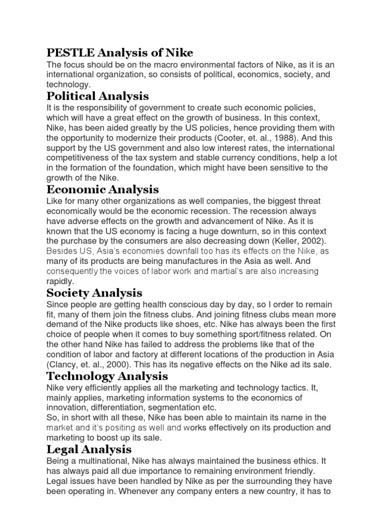 Nike Pest Analysis Essay