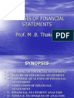 Analysis of Financial Statements Prof. M .B. Thakoor