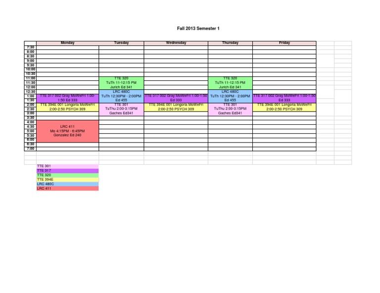 Fall 2013 Schedule | PDF