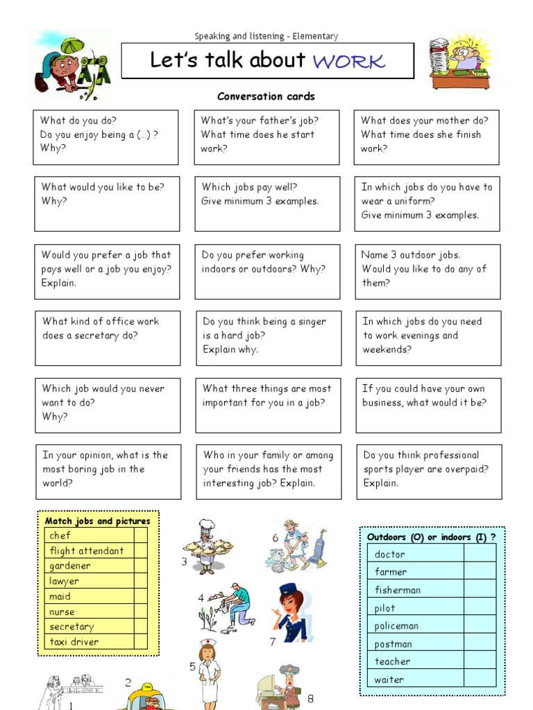 Elementary Work Conversation Cards | PDF