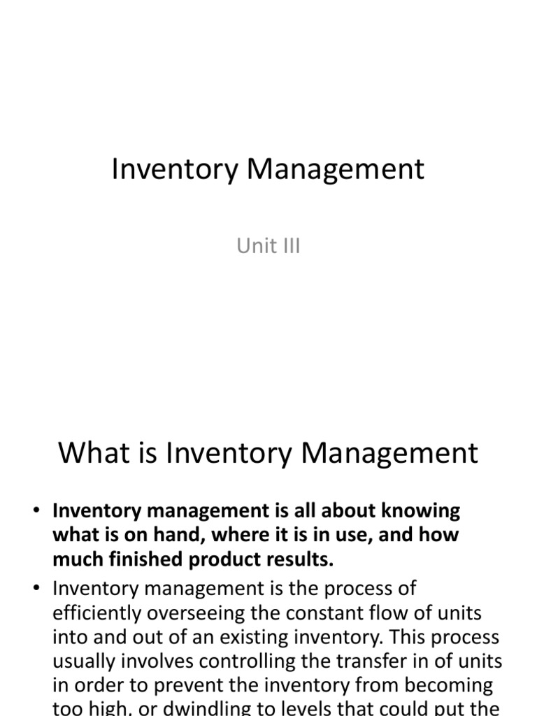 Inventory Management Techniques Explained | PDF | Inventory | Service ...