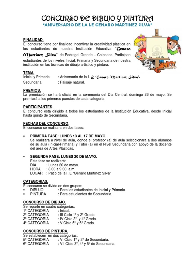 Concurso De Dibujo Y Pintura I E Genaro Martínez Pdf Educación