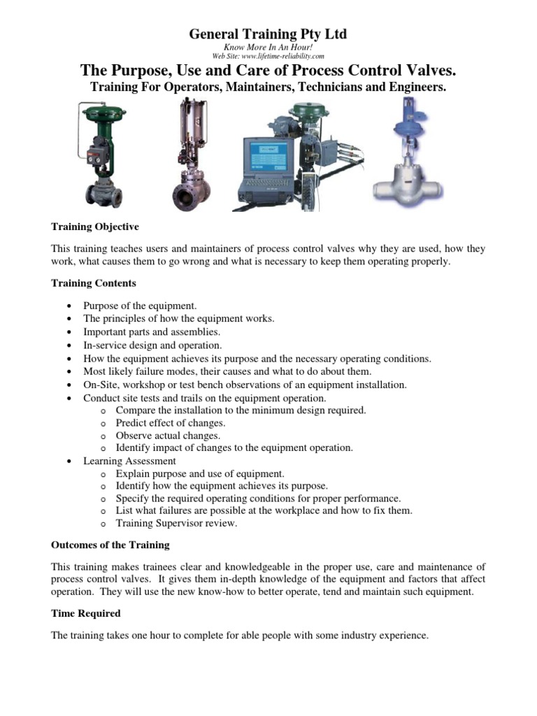 Process Control Valves Training PDF Valve Control Theory
