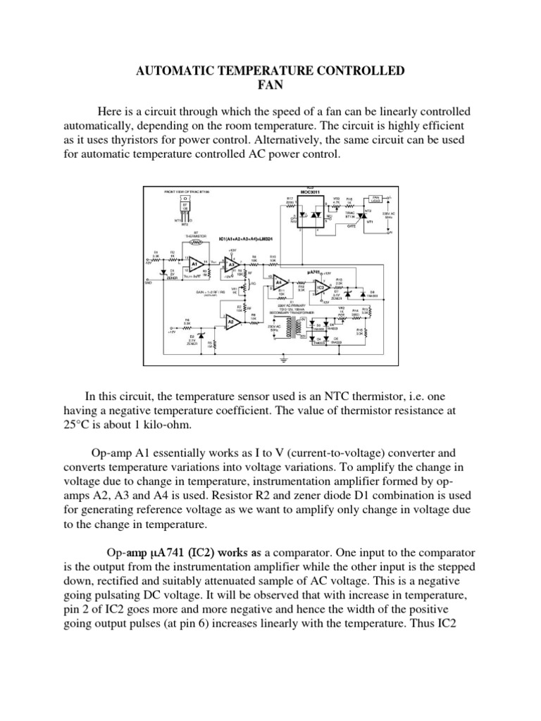 Automatic Temperature-Controlled Fan Circuit | PDF