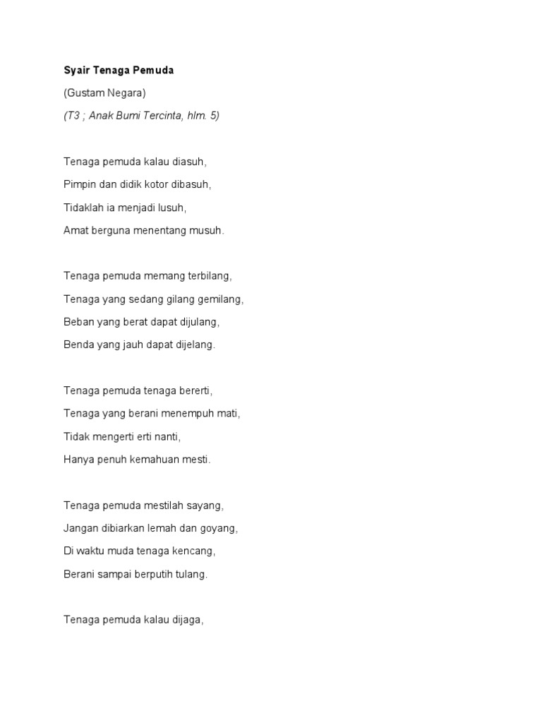 4syair Tenaga Pemuda