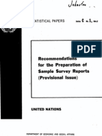 Recommendations For The Preparation of Sample Survey Reports (Provisional Issue)