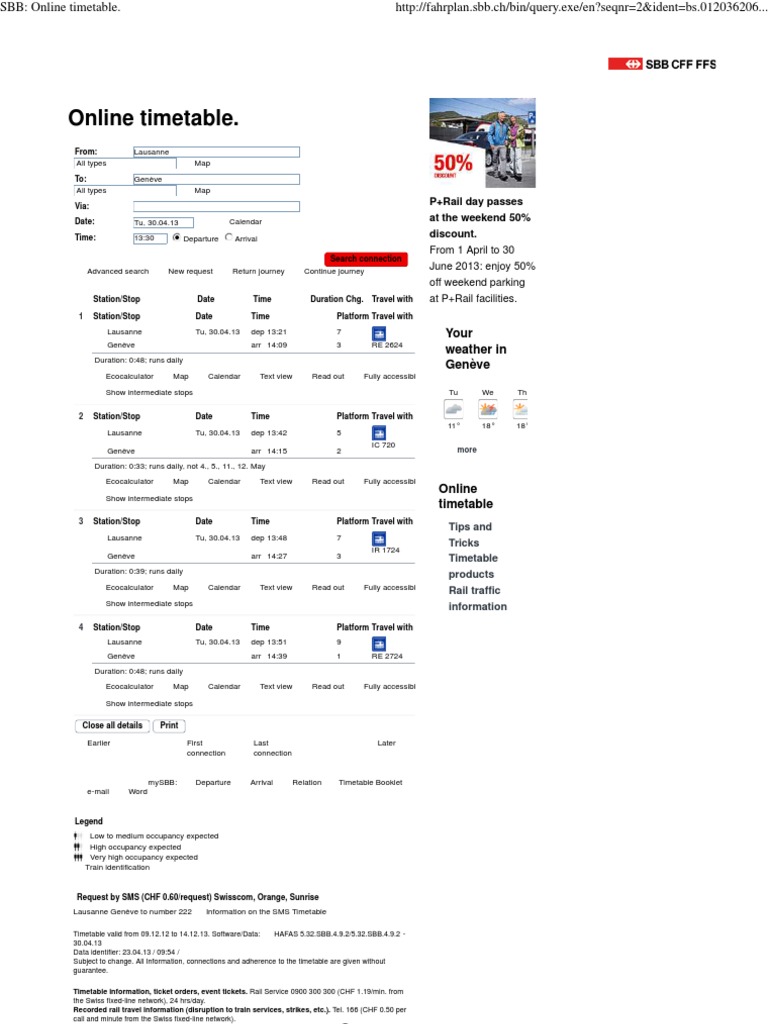 SBB Online Timetable lsnGVA PDF Service Industries Public